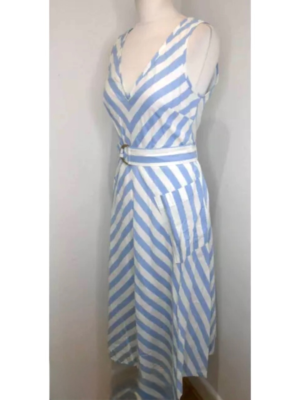 NWOT Kate Spade Sleeveless Striped Linen Cotton Blend Dress, Size 8 - Picture 3 of 7